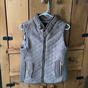 Quilted Vest. Faux Suede w/ gold zipper details